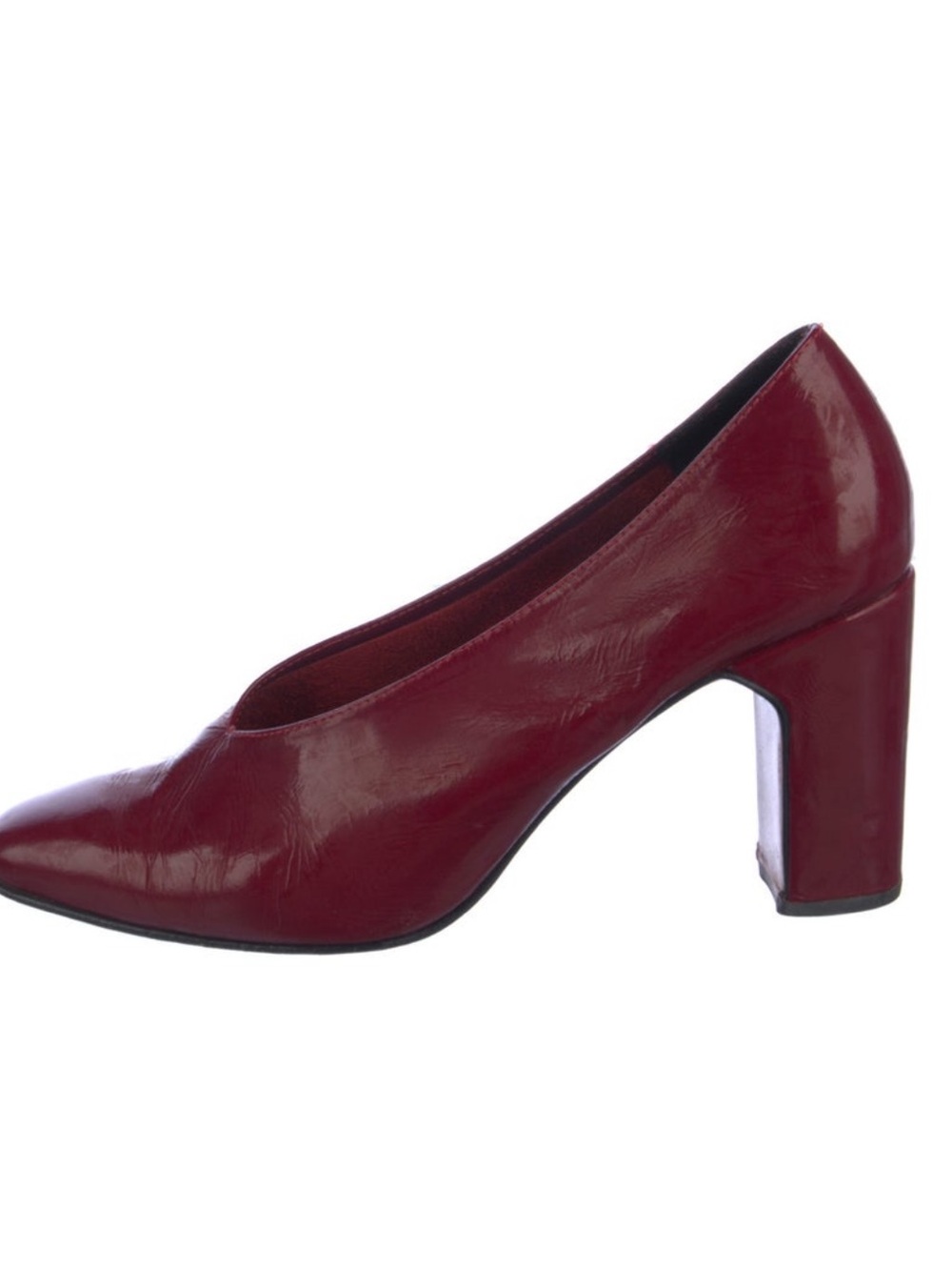 Rachel Comey Wine Red Leather Block Heel Pumps
